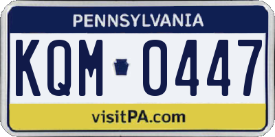 PA license plate KQM0447
