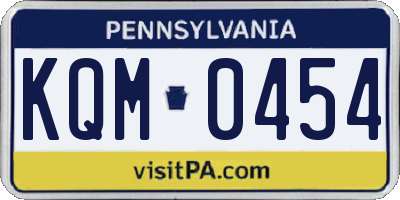 PA license plate KQM0454
