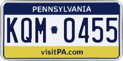 PA license plate KQM0455