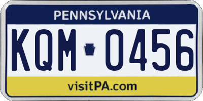 PA license plate KQM0456