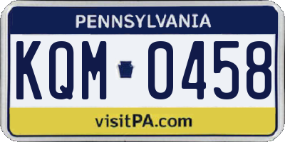 PA license plate KQM0458