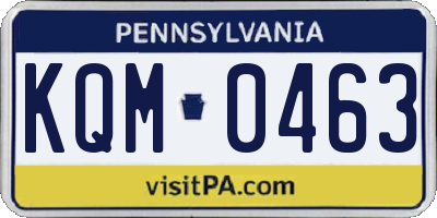 PA license plate KQM0463