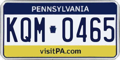 PA license plate KQM0465