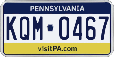 PA license plate KQM0467