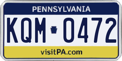 PA license plate KQM0472