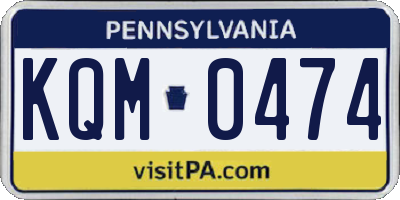 PA license plate KQM0474