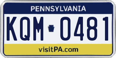 PA license plate KQM0481