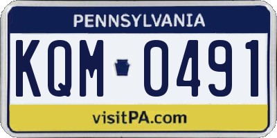 PA license plate KQM0491