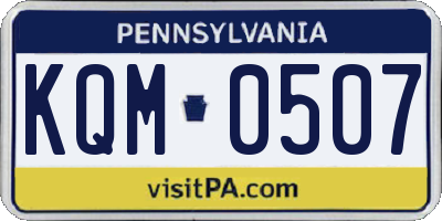 PA license plate KQM0507