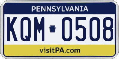 PA license plate KQM0508