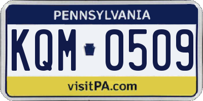 PA license plate KQM0509