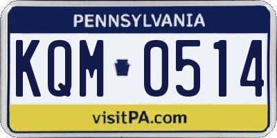 PA license plate KQM0514