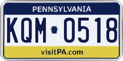 PA license plate KQM0518