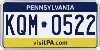 PA license plate KQM0522