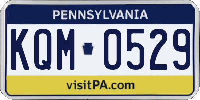 PA license plate KQM0529