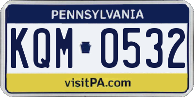 PA license plate KQM0532