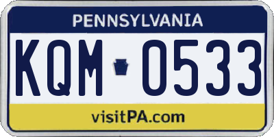 PA license plate KQM0533
