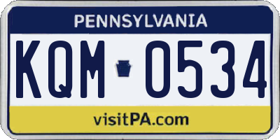 PA license plate KQM0534