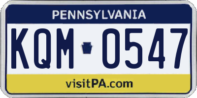 PA license plate KQM0547
