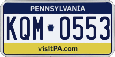 PA license plate KQM0553