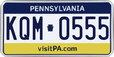 PA license plate KQM0555
