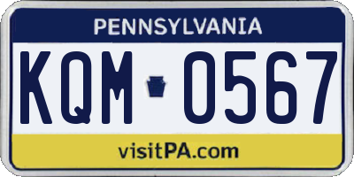PA license plate KQM0567