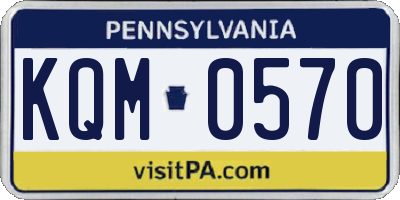 PA license plate KQM0570