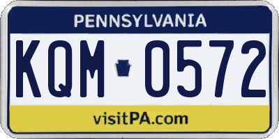 PA license plate KQM0572