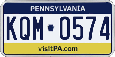 PA license plate KQM0574