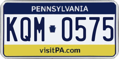PA license plate KQM0575