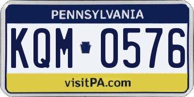 PA license plate KQM0576