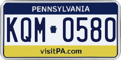 PA license plate KQM0580