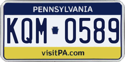 PA license plate KQM0589