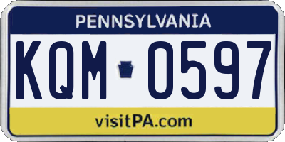 PA license plate KQM0597
