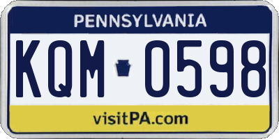 PA license plate KQM0598