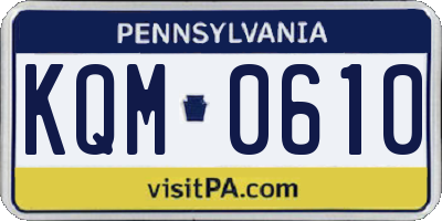 PA license plate KQM0610