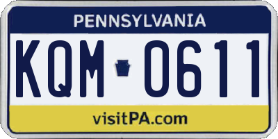 PA license plate KQM0611