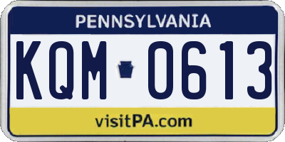 PA license plate KQM0613