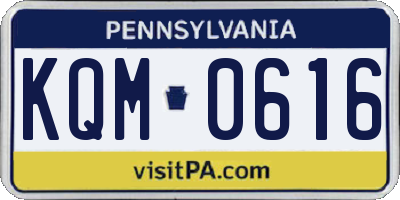 PA license plate KQM0616