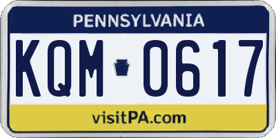 PA license plate KQM0617