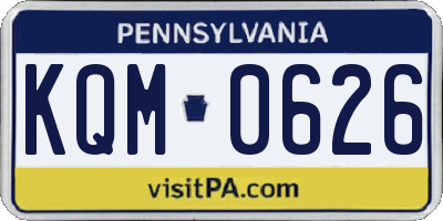 PA license plate KQM0626