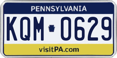 PA license plate KQM0629