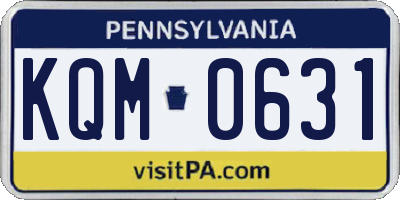 PA license plate KQM0631