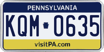 PA license plate KQM0635