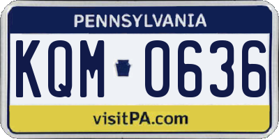PA license plate KQM0636