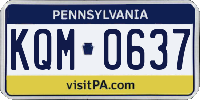 PA license plate KQM0637