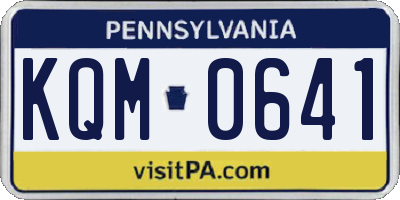 PA license plate KQM0641