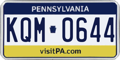PA license plate KQM0644