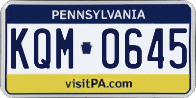 PA license plate KQM0645