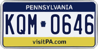PA license plate KQM0646